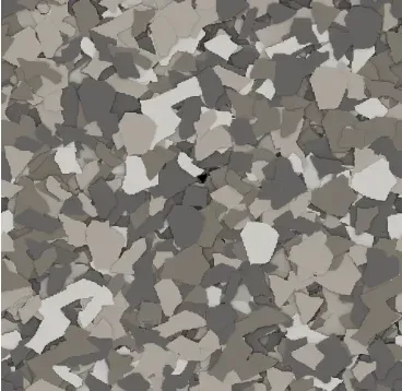 A swatch for flake flooring in the color Twilight.