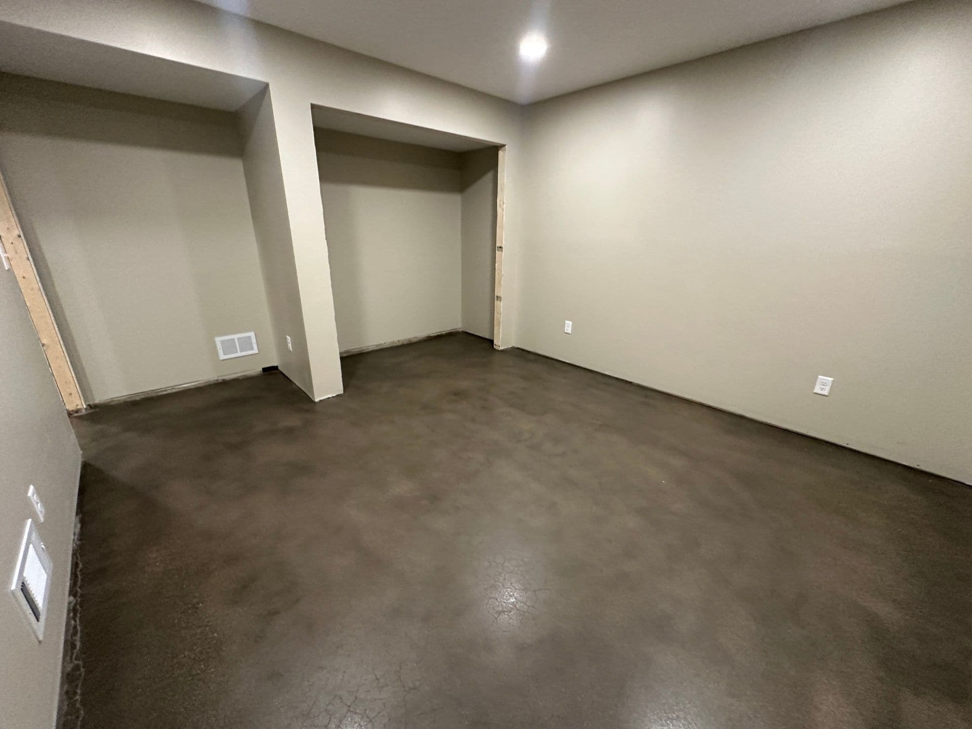 Newly-installed Grind and Seal concrete flooring.